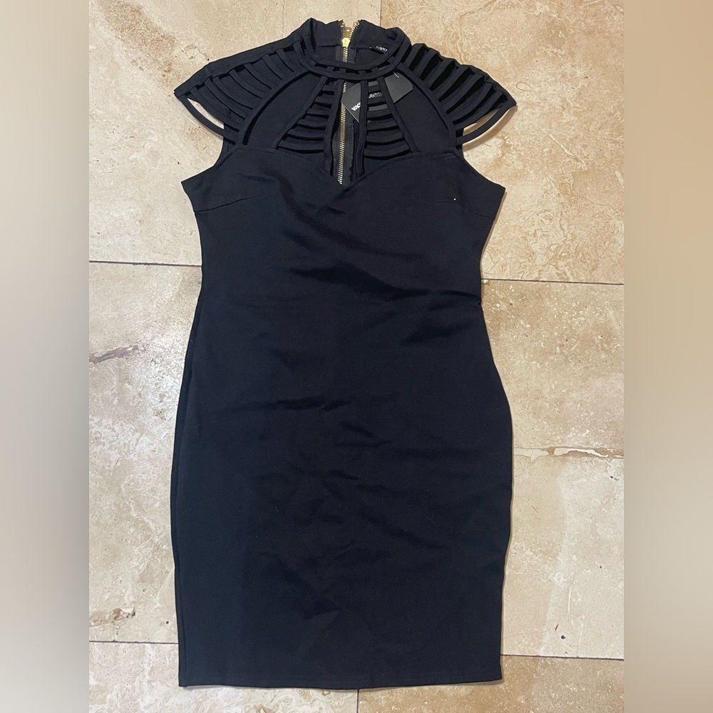 Fashion Nova Black Cutout Backless Dress